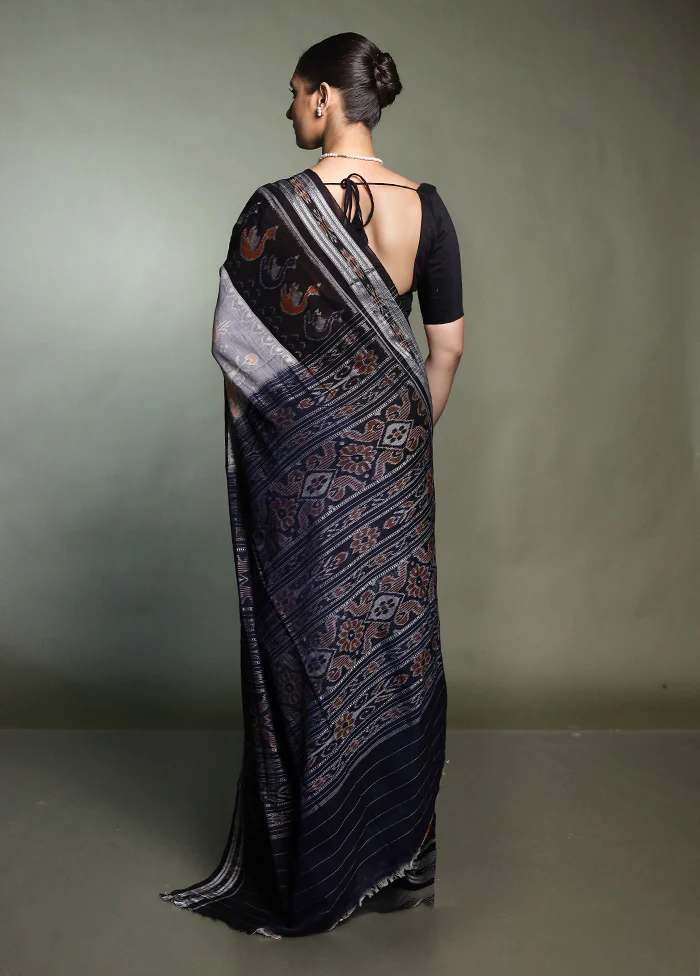 Black Bomkai Silk Saree Without Blouse Piece - Image 3