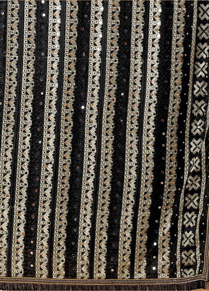 Black Chinon Phulkari Work Dupatta - Image 3