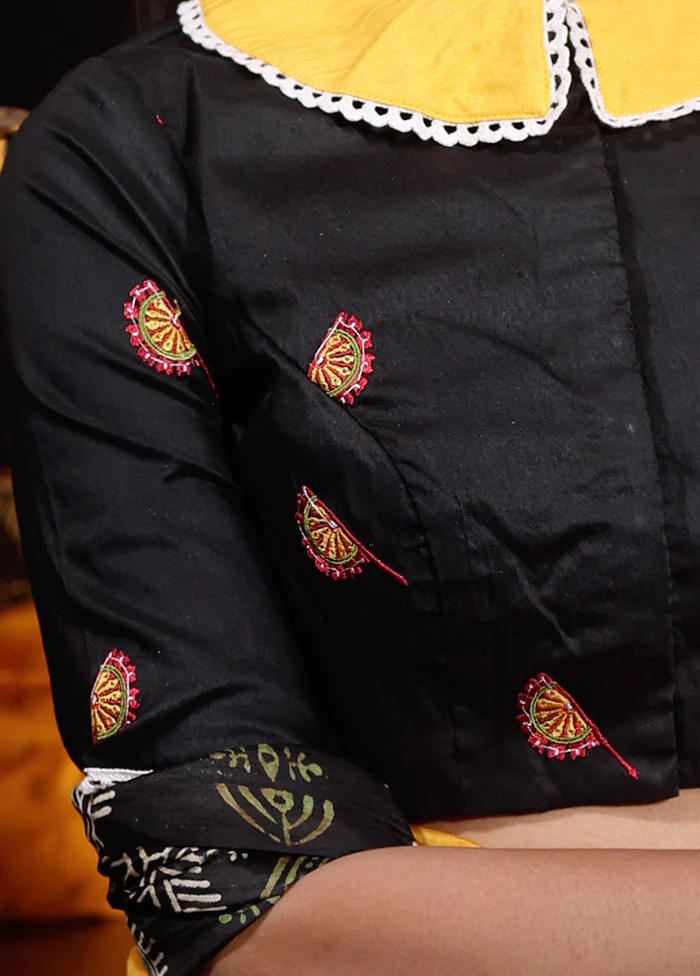 Black Collar Neck Designer Blouse - Image 4