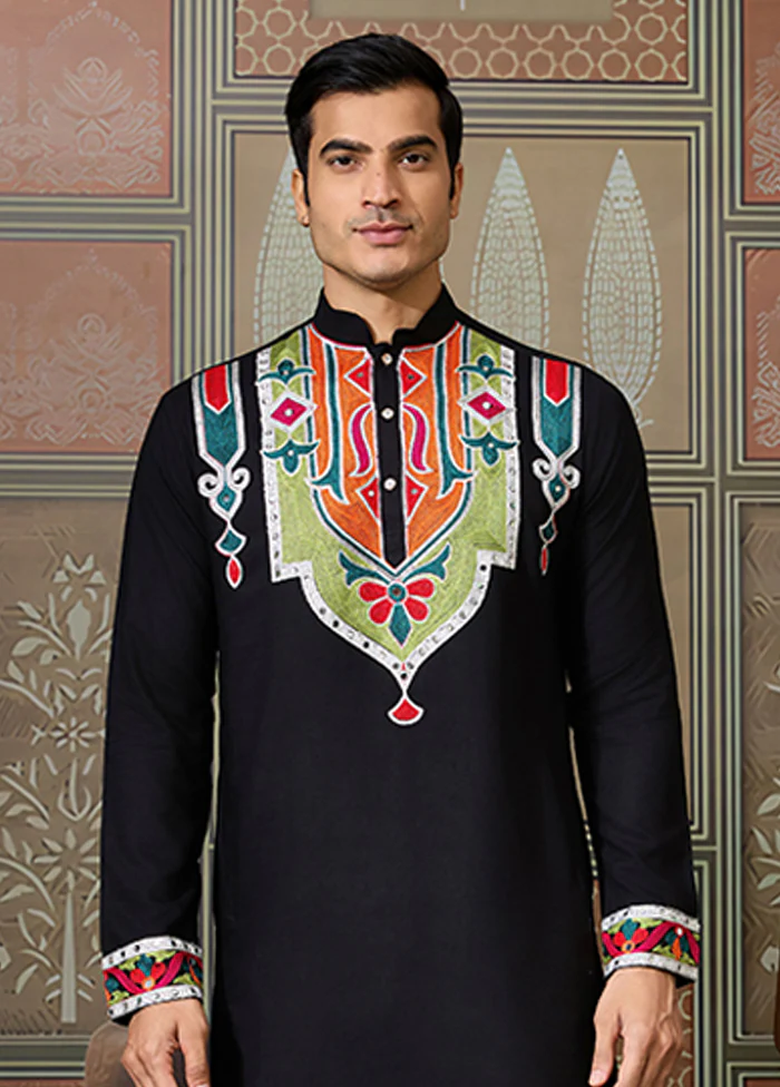 Black Cotton Kurta - Image 2