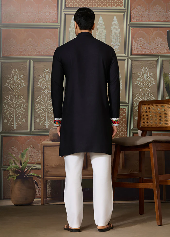 Black Cotton Kurta - Image 3