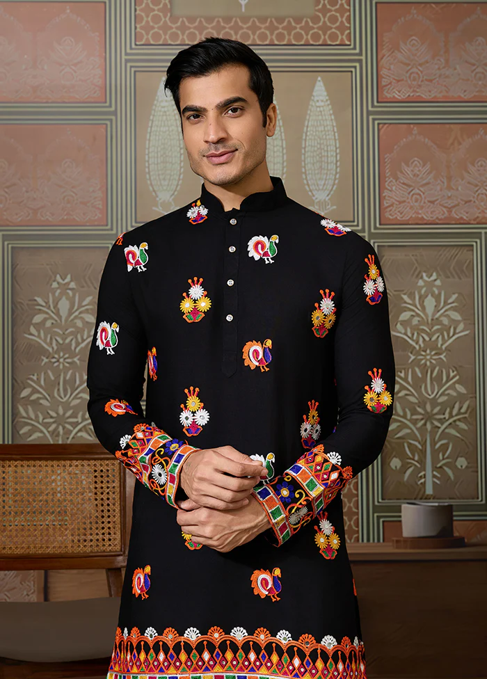 Black Cotton Kurta - Image 2