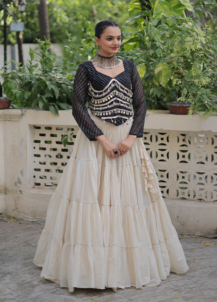 Black Cotton Lehenga Set