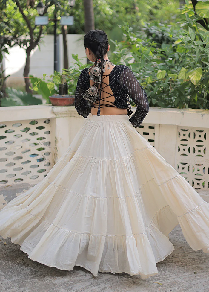 Black Cotton Lehenga Set - Image 3