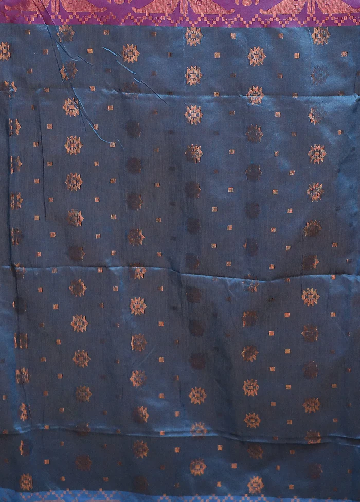 Black Cotton Saree With Blouse Piece - Image 5