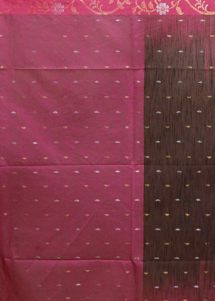 Black Cotton Saree With Blouse Piece - Image 5
