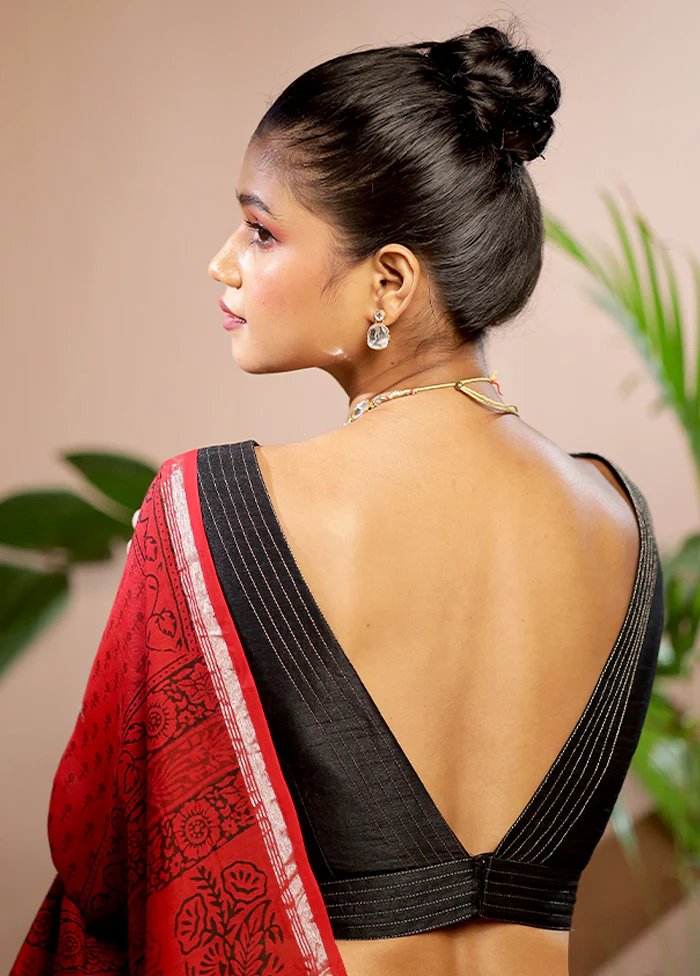 Black Dupion Silk Designer Blouse - Image 2