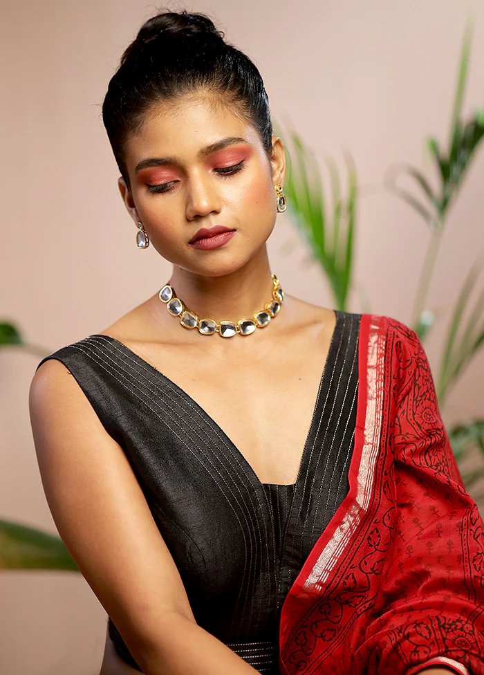 Black Dupion Silk Designer Blouse - Image 3