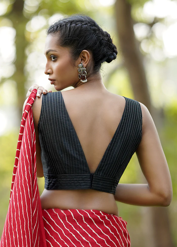 Black Dupion Silk Designer Blouse - Image 2