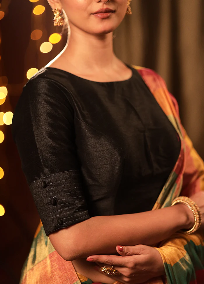 Black Dupion Silk Designer Blouse - Image 4