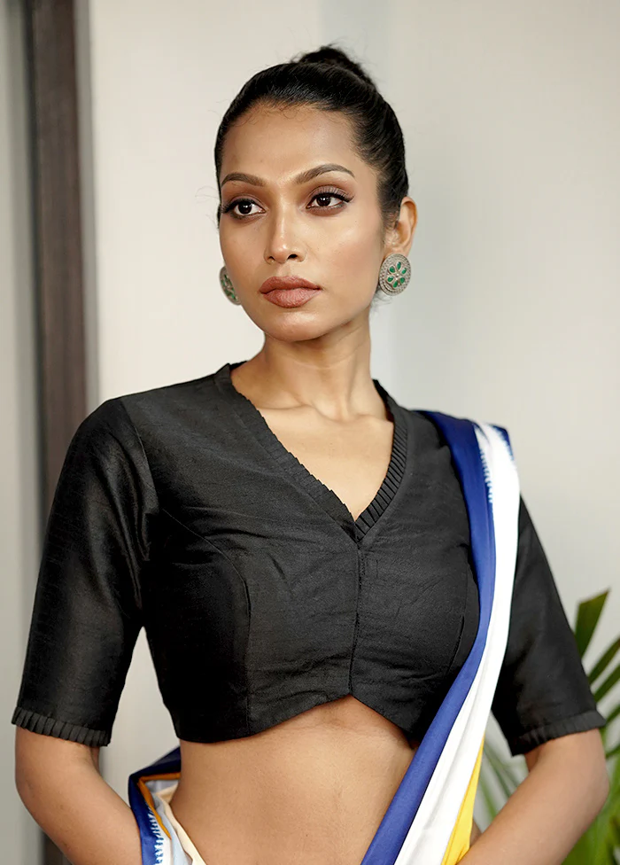 Black Dupion Silk Designer Blouse - Image 3