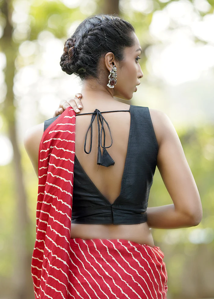 Black Dupion Silk Designer Blouse - Image 2