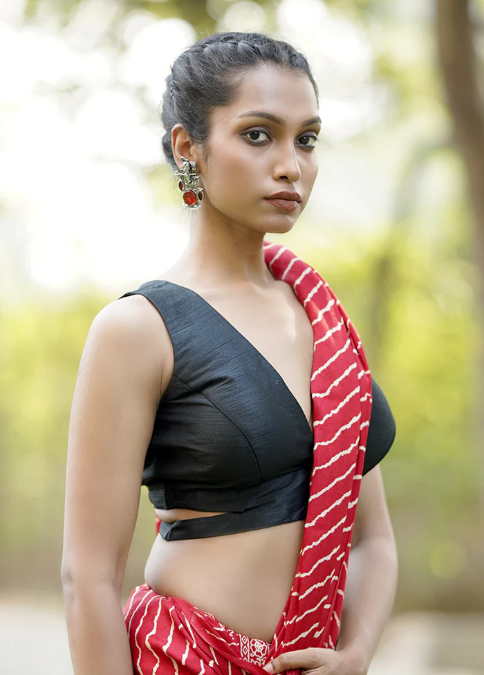 Black Dupion Silk Designer Blouse - Image 3