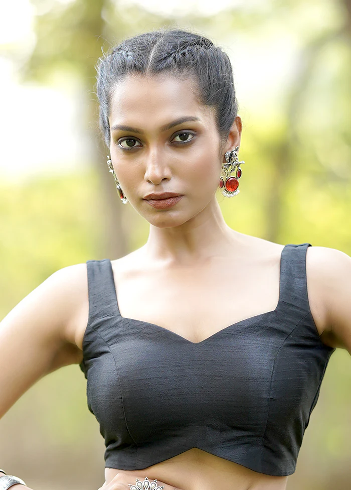 Black Dupion Silk Designer Blouse - Image 3