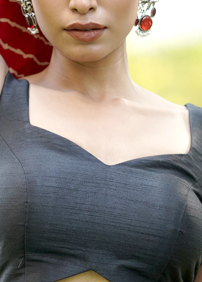 Black Dupion Silk Designer Blouse - Image 4