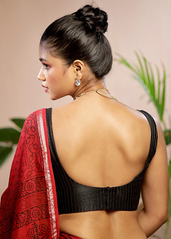 Black Dupion Silk Designer Blouse - Image 2