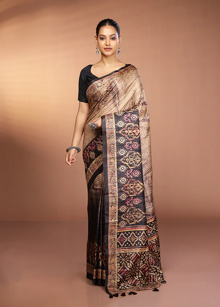 Black Dupion Silk Saree With Blouse Piece - Image 2