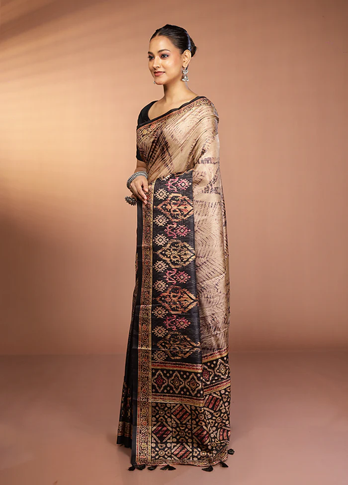 Black Dupion Silk Saree With Blouse Piece - Image 4