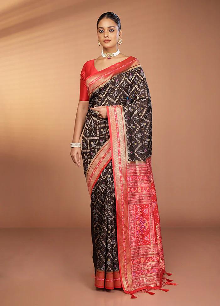 Black Dupion Silk Saree With Blouse Piece - Image 2