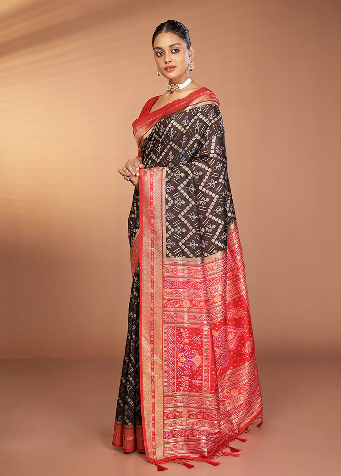 Black Dupion Silk Saree With Blouse Piece - Image 4
