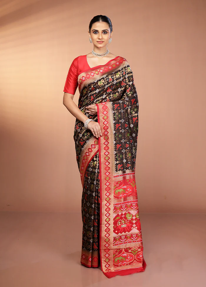 Black Dupion Silk Saree With Blouse Piece - Image 2