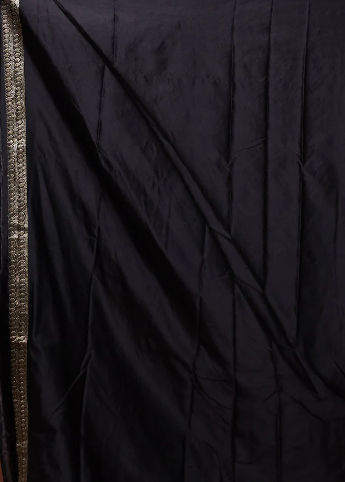 Black Dupion Silk Saree With Blouse Piece - Image 5