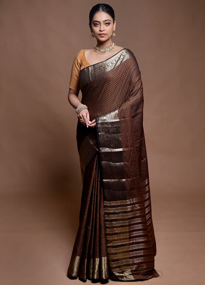 Black Dupion Silk Saree With Blouse Piece