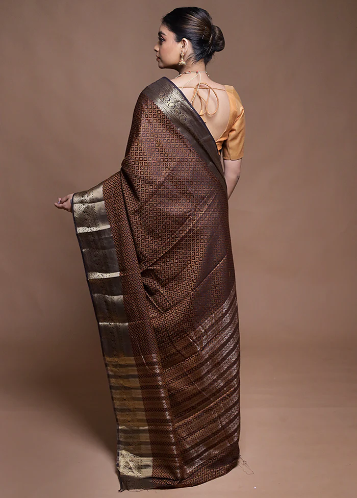Black Dupion Silk Saree With Blouse Piece - Image 3
