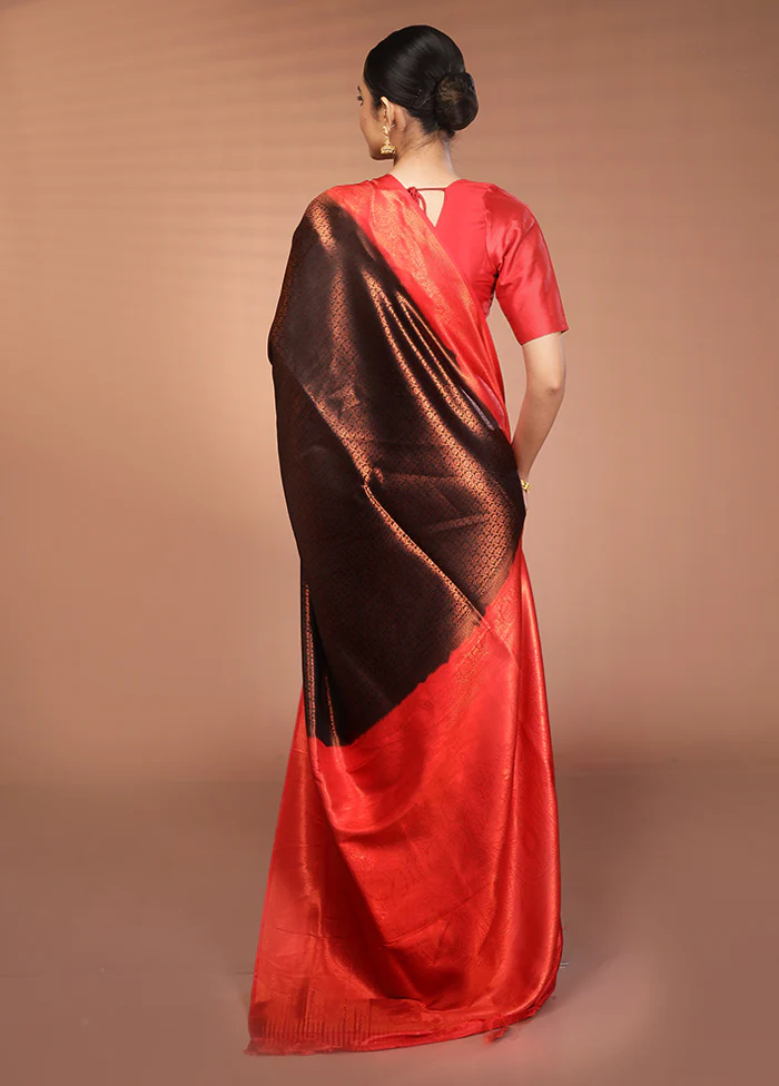 Black Dupion Silk Saree With Blouse Piece - Image 3