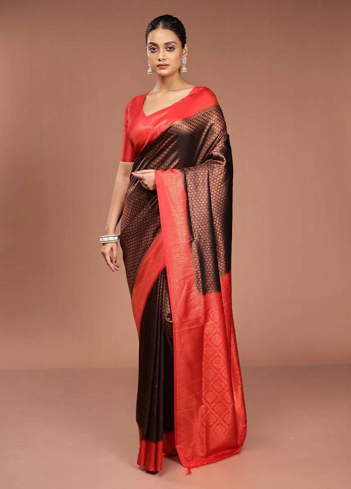 Black Dupion Silk Saree With Blouse Piece - Image 2