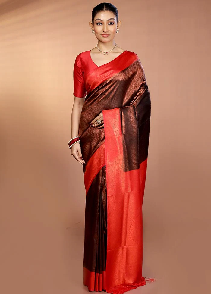 Black Dupion Silk Saree With Blouse Piece - Image 2