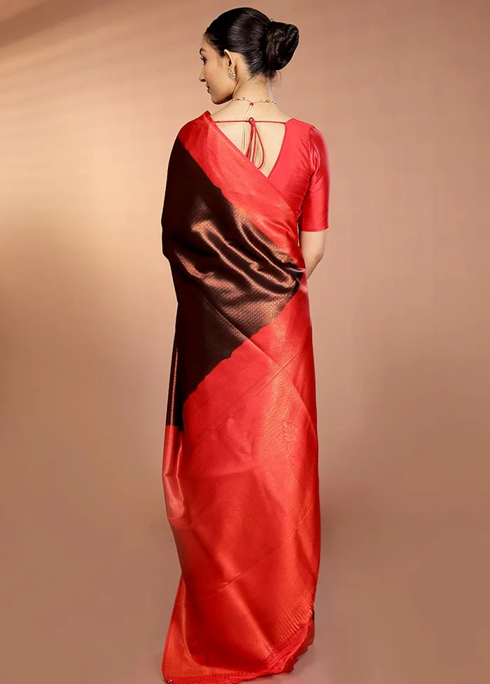 Black Dupion Silk Saree With Blouse Piece - Image 3