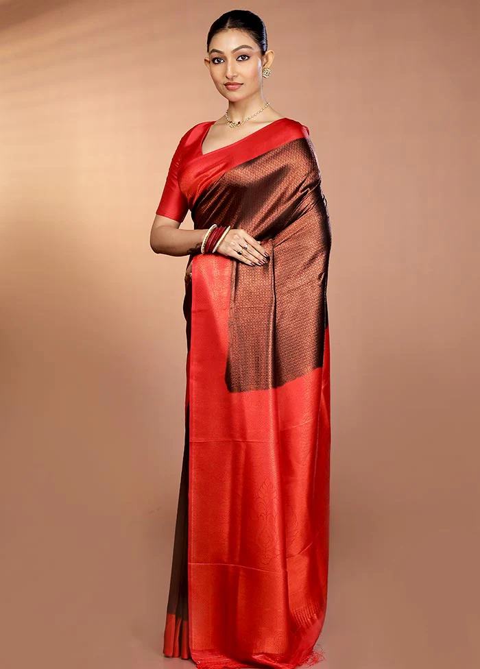 Black Dupion Silk Saree With Blouse Piece - Image 4