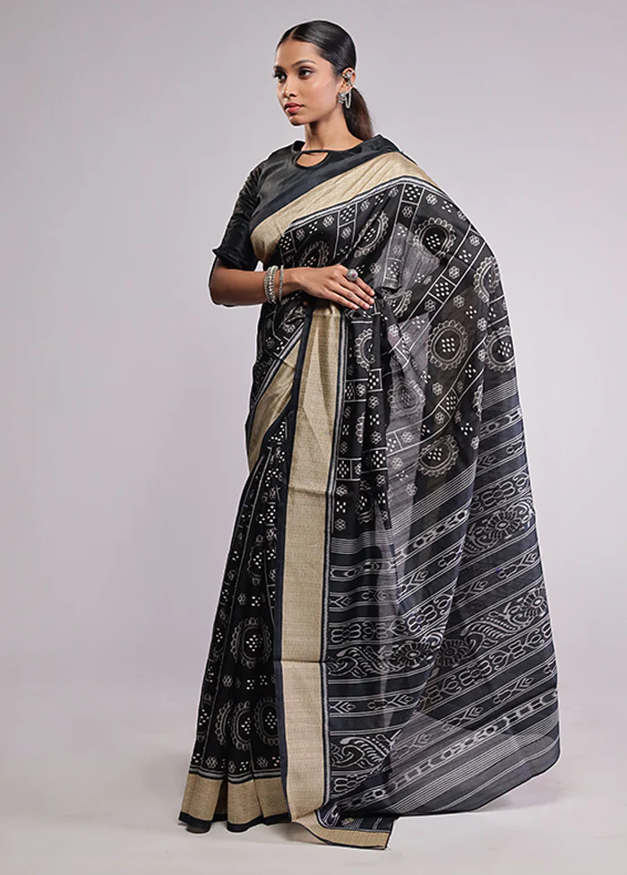 Black Dupion Silk Saree With Blouse Piece - Image 4
