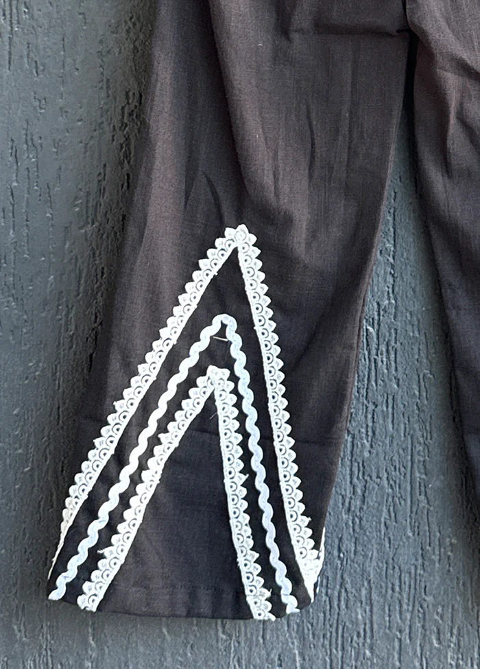 Black Embroidery Work Silk Palazzo - Image 2