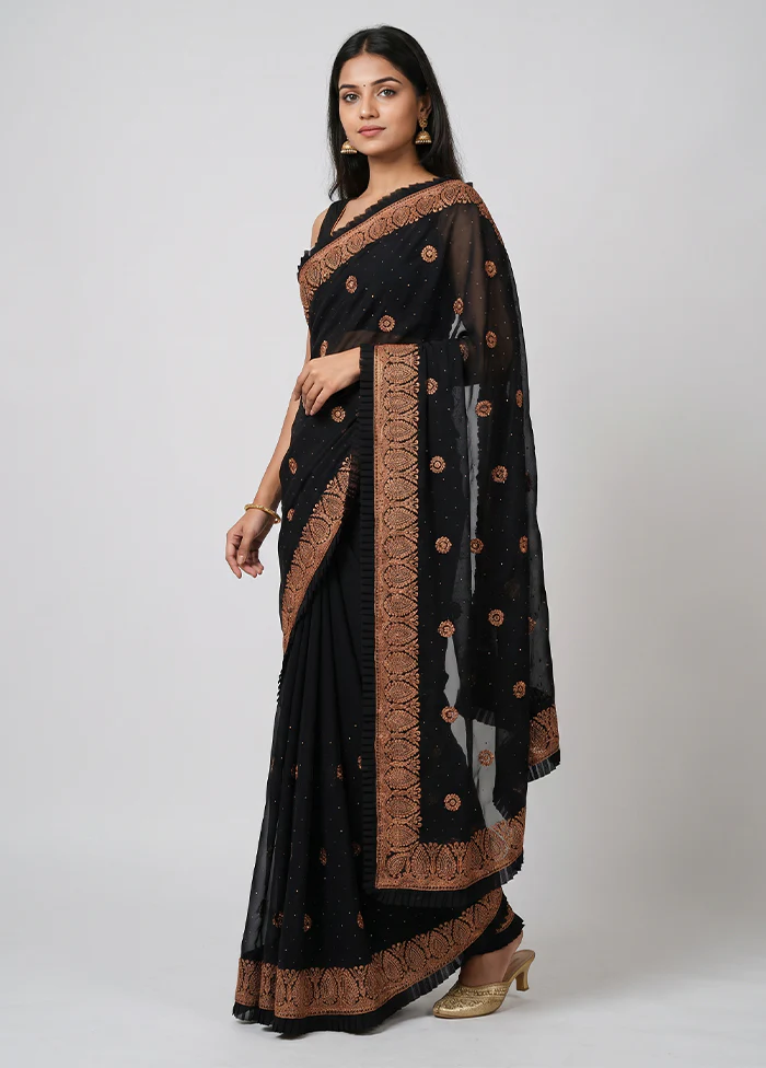 Black Georgette Saree With Blouse Piece