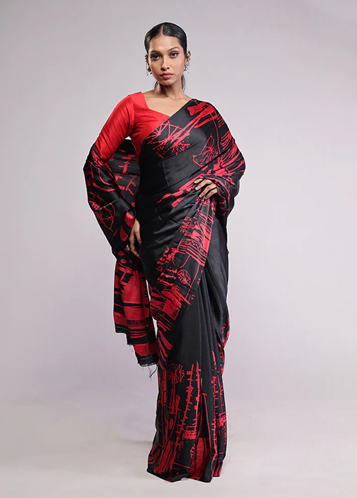 Black Georgette Saree With Blouse Piece - Image 2
