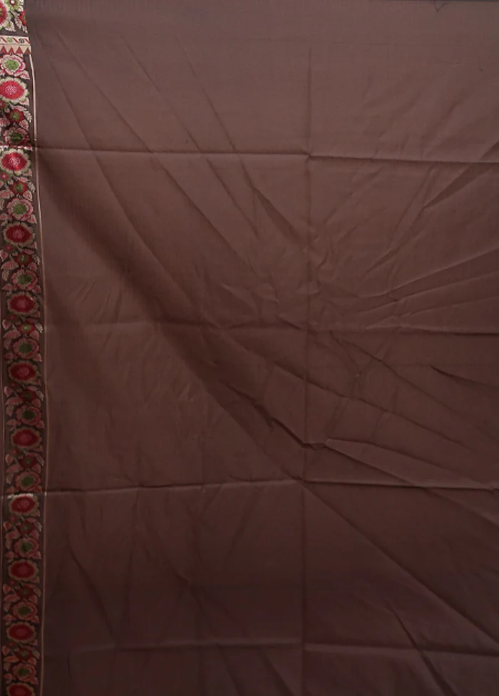 Black Handloom Jamewar Pure Silk Saree With Blouse Piece - Image 5