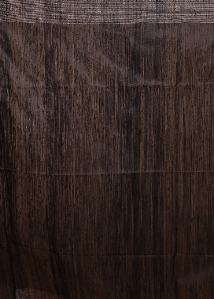 Black Handloom Matka Pure Silk Saree With Blouse Piece - Image 5
