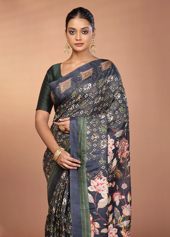 Black Handloom Matka Pure Silk Saree With Blouse Piece
