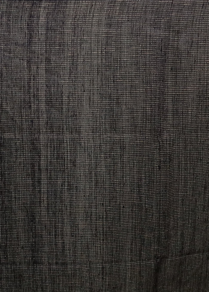Black Handloom Matka Pure Silk Saree With Blouse Piece - Image 5