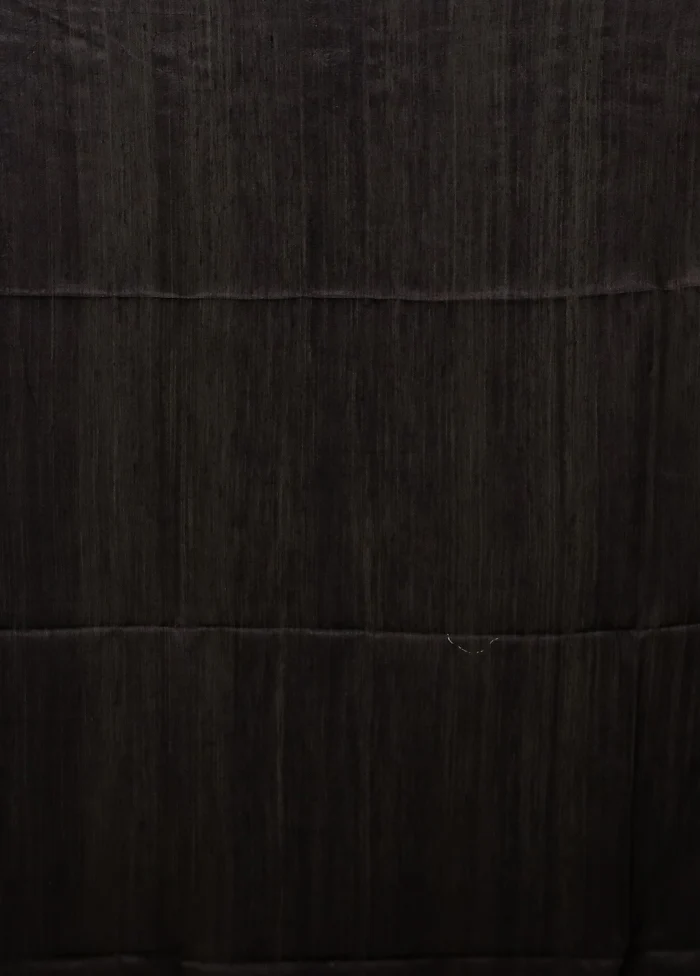 Black Handloom Matka Pure Silk Saree With Blouse Piece - Image 5