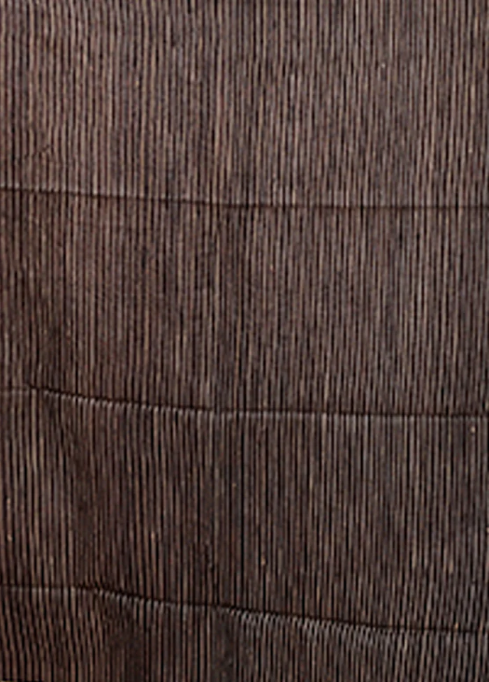 Black Handloom Matka Pure Silk Saree With Blouse Piece - Image 5