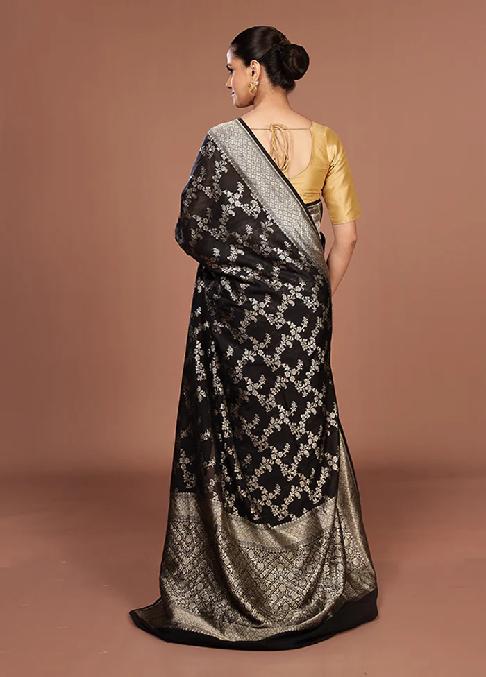 Black Georgette Saree With Blouse Piece - Image 3
