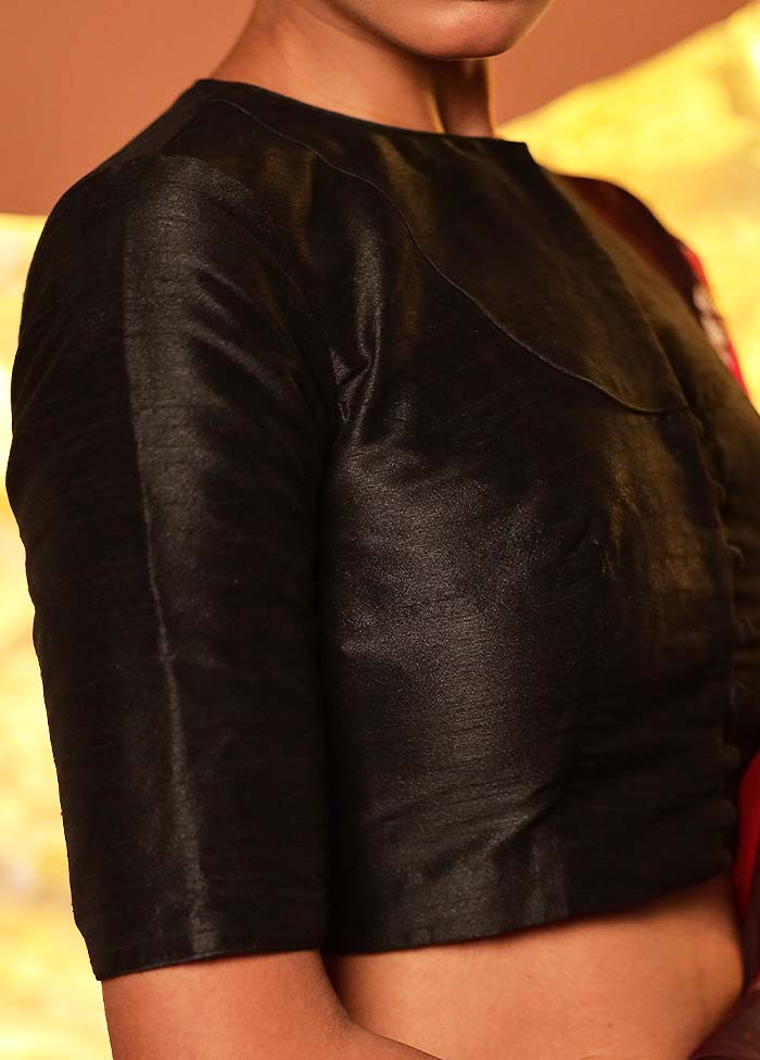 Black High Neck Designer Blouse Piece - Image 4