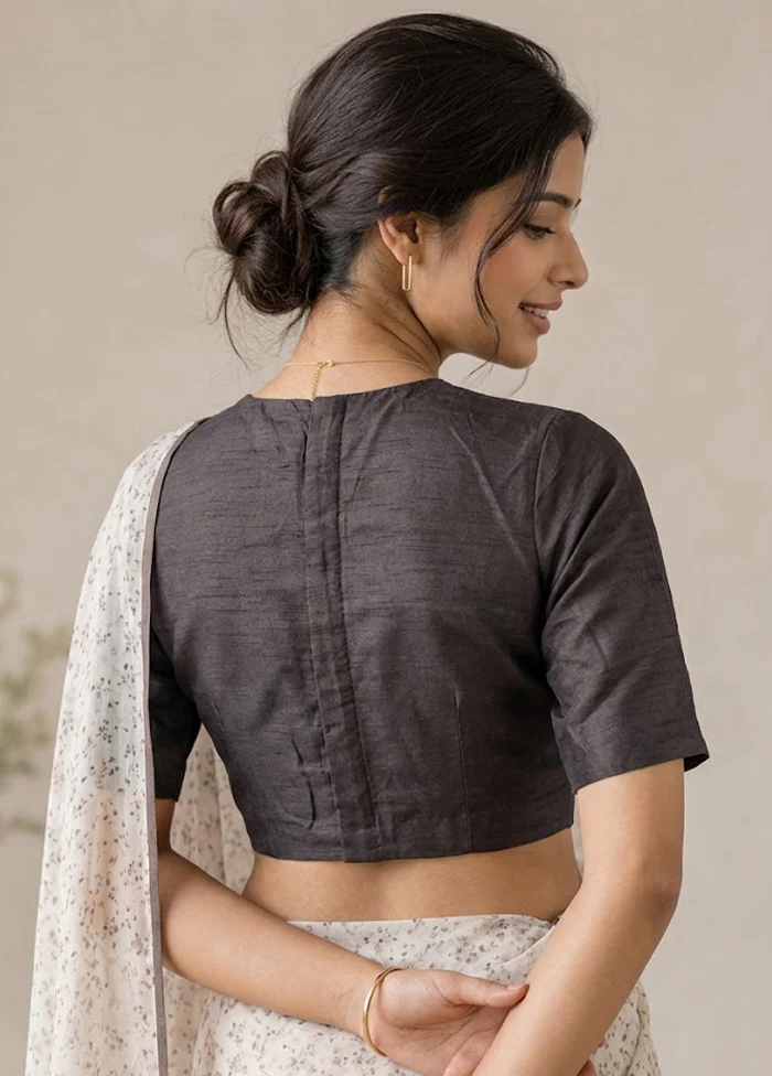 Black High Neck Designer Blouse - Image 2