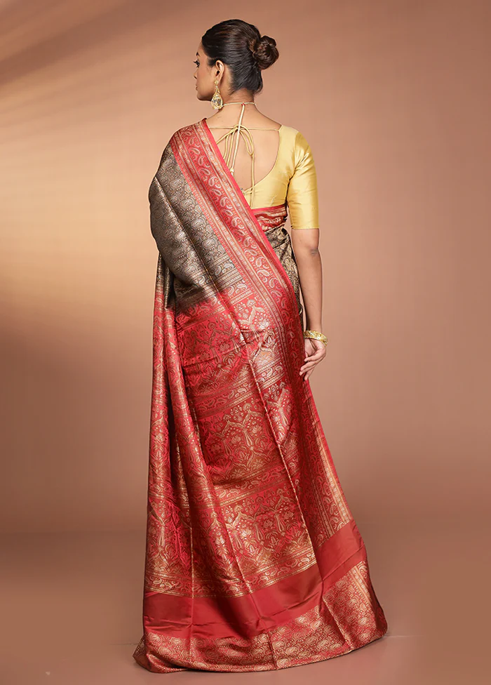 Black Jamewar Silk Saree With Blouse Piece - Image 3