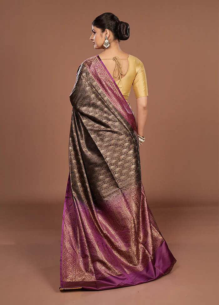 Black Jamewar Silk Saree With Blouse Piece - Image 3