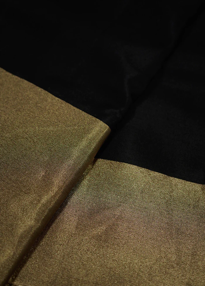 Black Kanjivaram Pure Silk Saree With Blouse Piece - Image 3