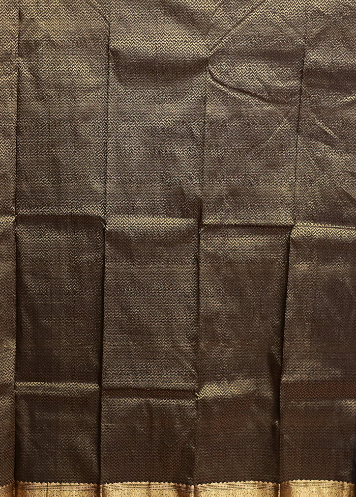 Black Kanjivaram Silk Saree With Blouse Piece - Image 5